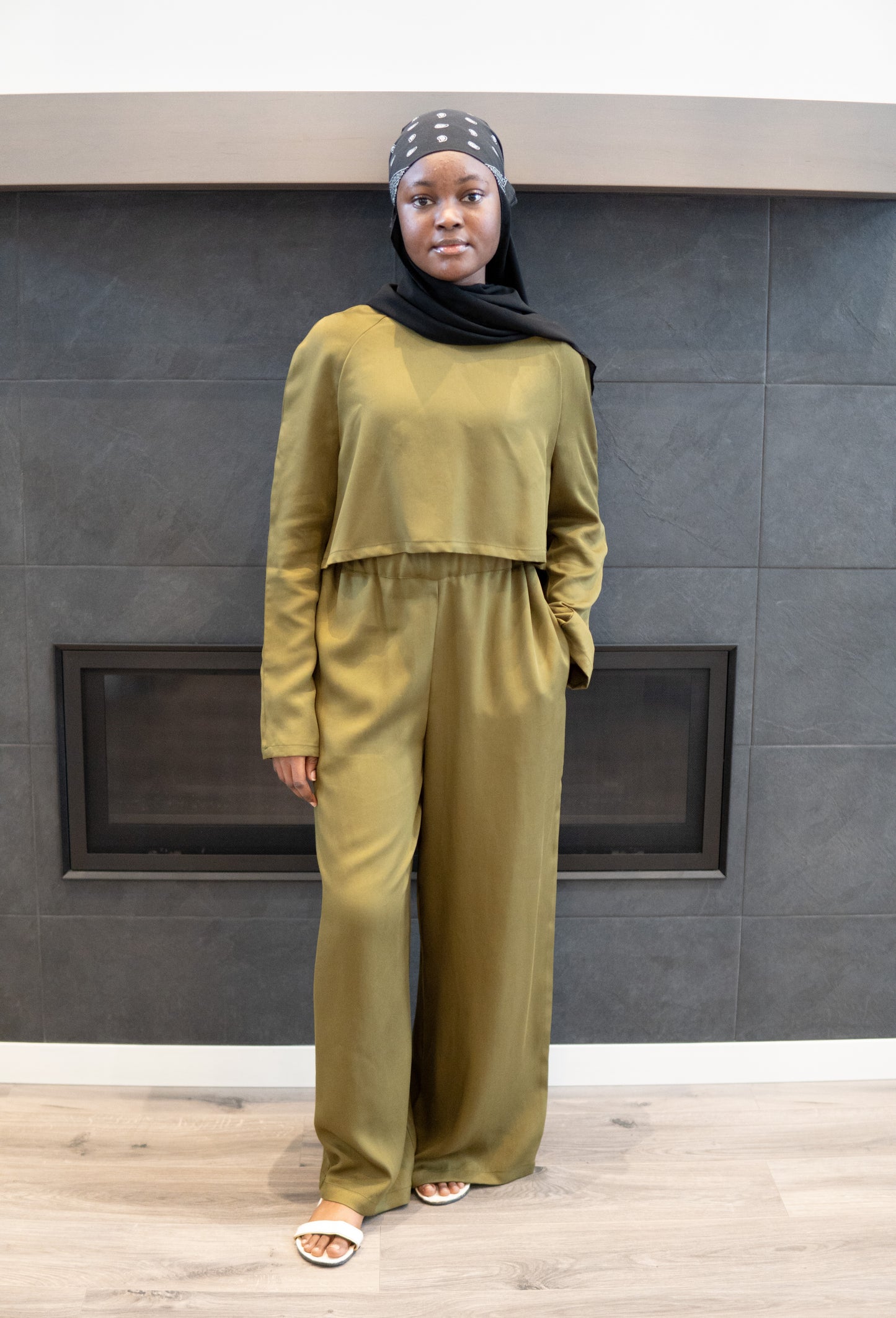 Janet Cropped Top - Dark Khaki