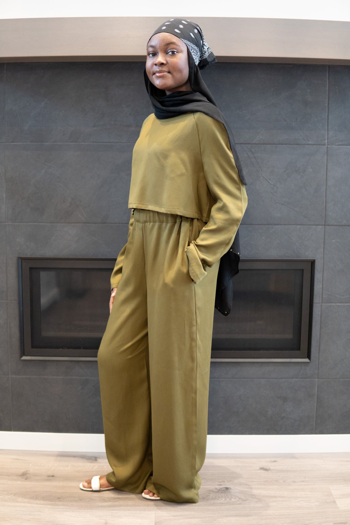 Janet Cropped Top - Dark Khaki