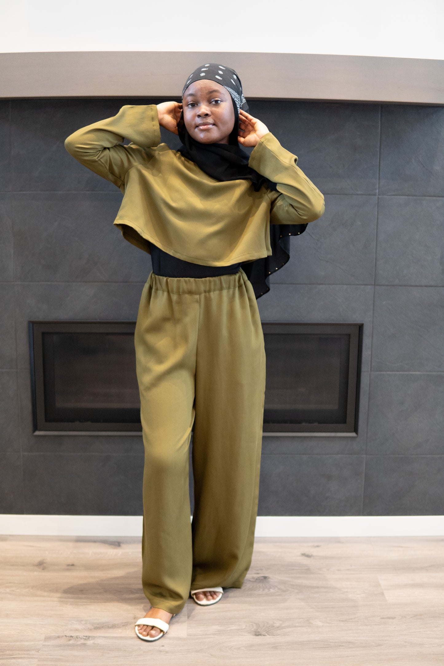 Janet Cropped Top - Dark Khaki