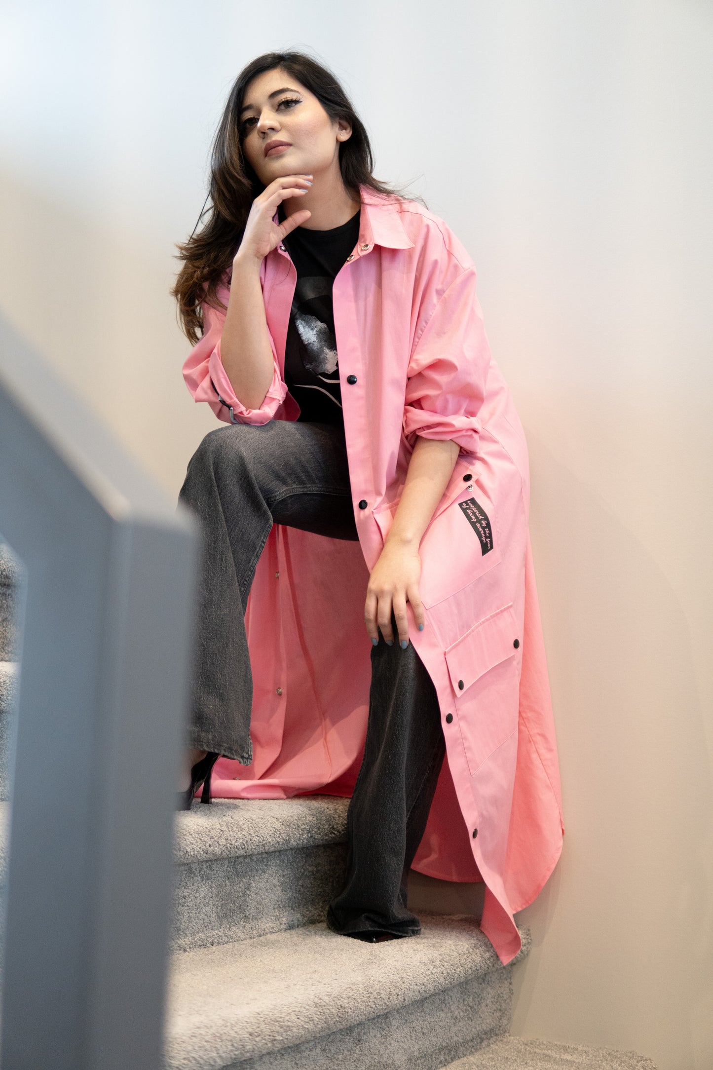 Sana Oversized Maxi Shirt - Bubblegum