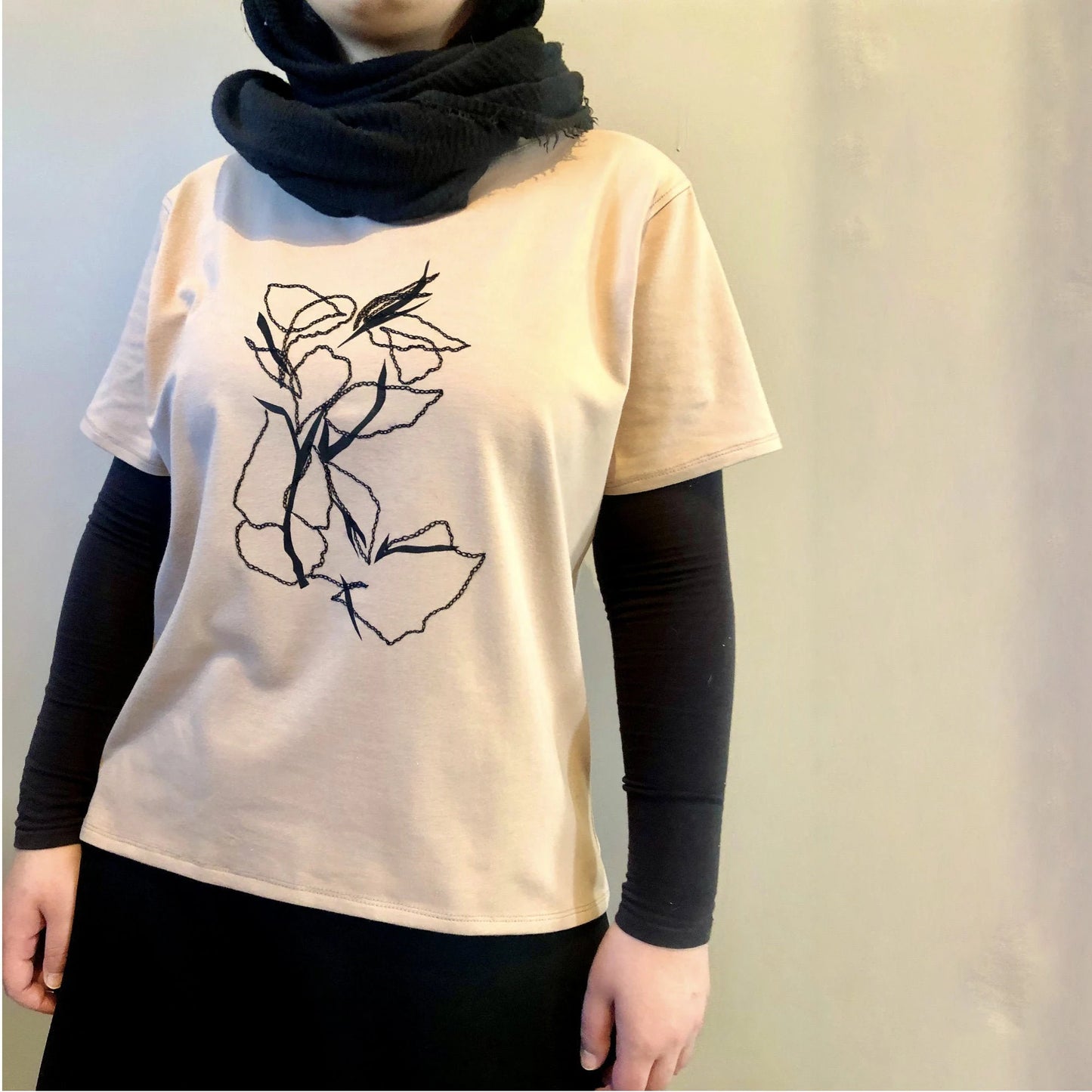 The Basic Tee - Embroidered Floral Art