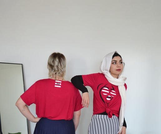 The Basic Tee - June Art, Raspberry