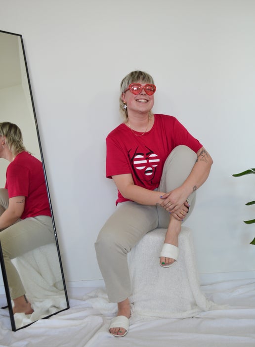 The Basic Tee - June Art, Raspberry