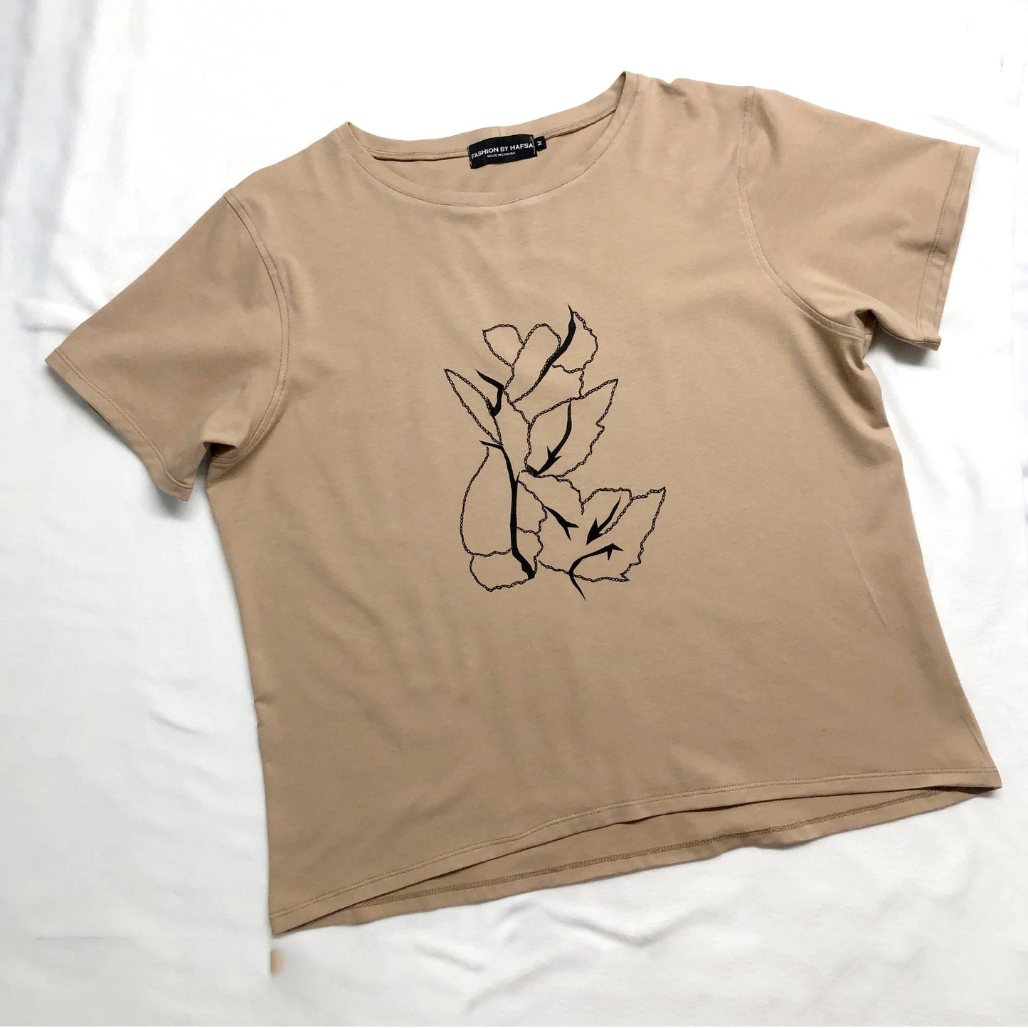 The Basic Tee - Embroidered Floral Art