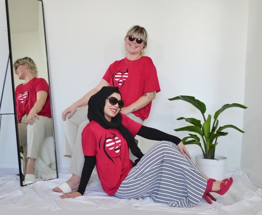 The Basic Tee - June Art, Raspberry